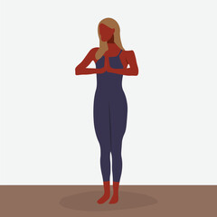 Black woman practicing yoga in elegant line art style vector