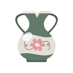 Green and white jug vector illustration. Jug for drinks isolated on white background. Kitchen utensils concept