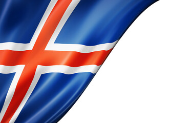 Icelandic flag isolated on white banner