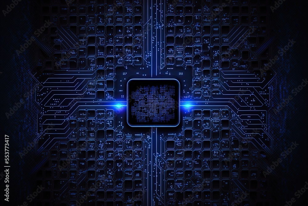 Poster navy digital grid abstract backdrop technology generative ai