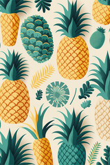 abstract background with pineapple. illustrative style. AI generated