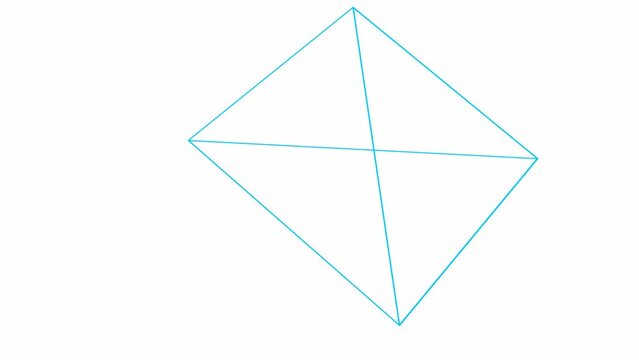 Animated blue linear pyramid. Geometric shape. Looped video. Vector illustration isolated on white background.