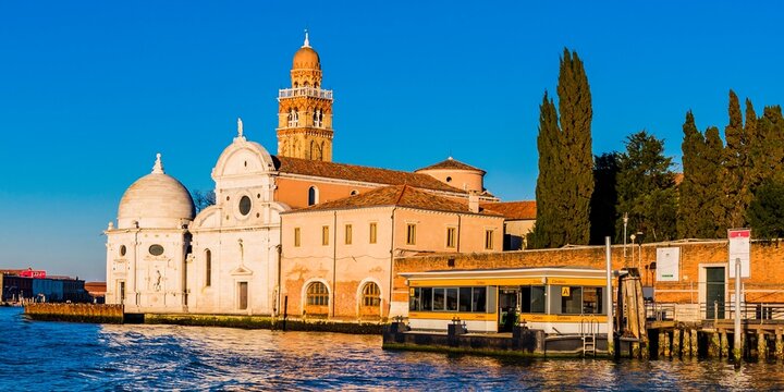 Mauro Codussi's Chiesa di San Michele in Isola of 1469, the first Renaissance church in Venice. San Michele is an island in the Venetian Lagoon. Venice, Veneto, Italy, Europe