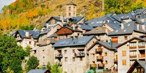 Taüll is one of the villages of the municipality of Vall de Boí in the comarca of Alta Ribagorça. Taüll, Vall de Boí, Lérida,Catalonia, Spain, Europe.