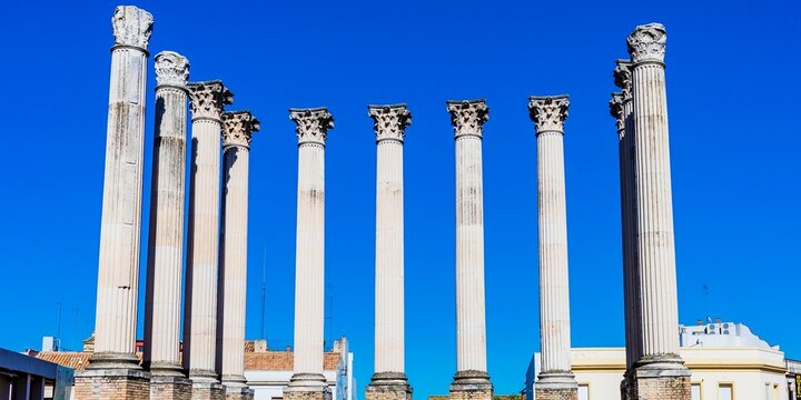 Remains of Roman temple of C&oacute;rdoba, Andalusia, Spain, Europe