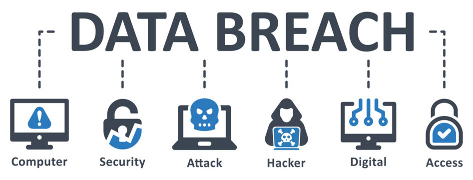 Data Breach icon - vector illustration . data, breach, computer, security, attack, hacker, algorithm, access, digital, infographic, template, presentation, concept, banner, icon set, icons .