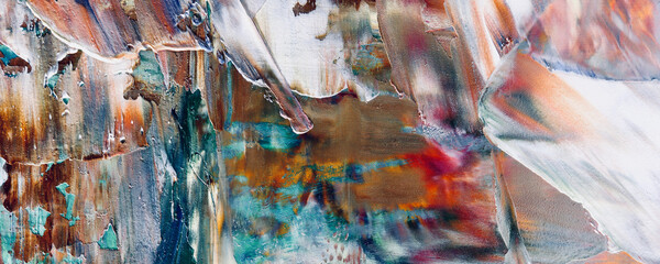 	
Color texture. Hand drawn oil painting on canvas. Abstract art background. Modern, contemporary art. Colorful canvas. Wall decor background	
