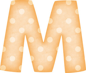 Uppercase Letter M Polka Dot alphabet in orange tone