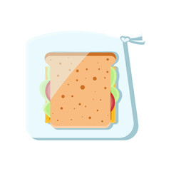 Plastic package with big sandwich vector illustration. Snack product for vending machine isolated on white background. Junk food, beverage, lunch concept.
