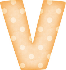 Uppercase Letter V Polka Dot alphabet in orange tone