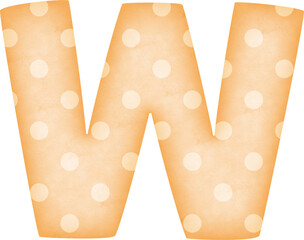 Uppercase Letter W Polka Dot alphabet in orange tone