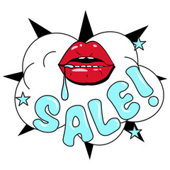 Sale exploding sign and Sexy female mouth