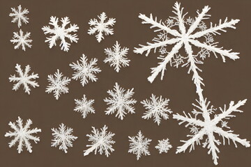 Naklejka na ściany i meble 3d illustration macro of snowflake, generative ai