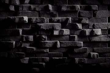 Rough black brick wall texture background. Abstract illustration for background, banner, template
