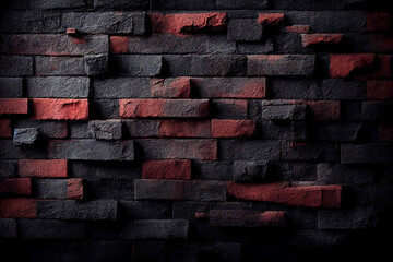 Rough black brick wall texture background. Abstract illustration for background, banner, template