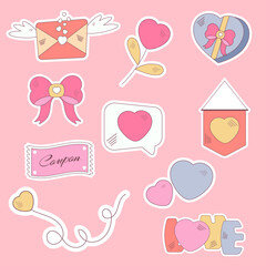 Collection of valentine's day stickers. Heart, love