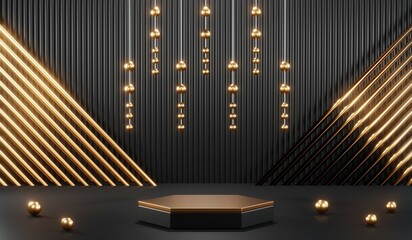 3D rendering of blank product background for cream cosmetics Modern black podium background
