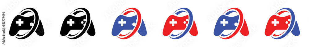 Poster game console inside the generic circle loop icon vector. video game controller sign symbol. simple g