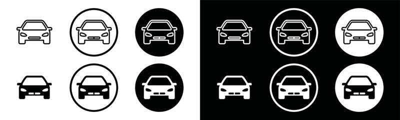 Car icon vector. four-wheel vehicle icon set in the circle for apps and websites, symbol illustration