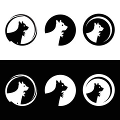 Circle dog vector animal logo  . icon logo 