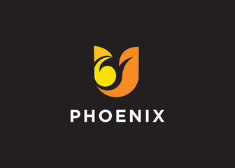 phoenix bird and fire logo design