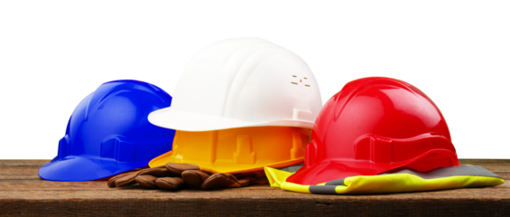 Colored hard safety helmet hats for safety project of workman as engineering or project worker