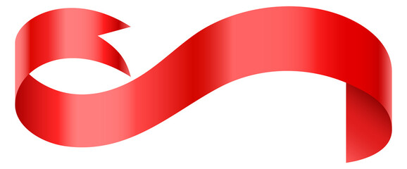 Red ribbon. Realistic silk textile flag mockup