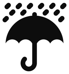 Keep dry icon. Umbrella with raindrops black sign