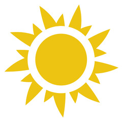 Yellow sun icon. Flat weather symbol. Sunshine sign