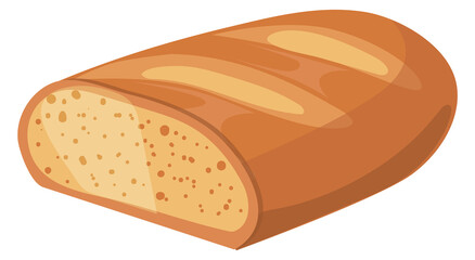Fresh bread cutted half. White bakery cartoon icon