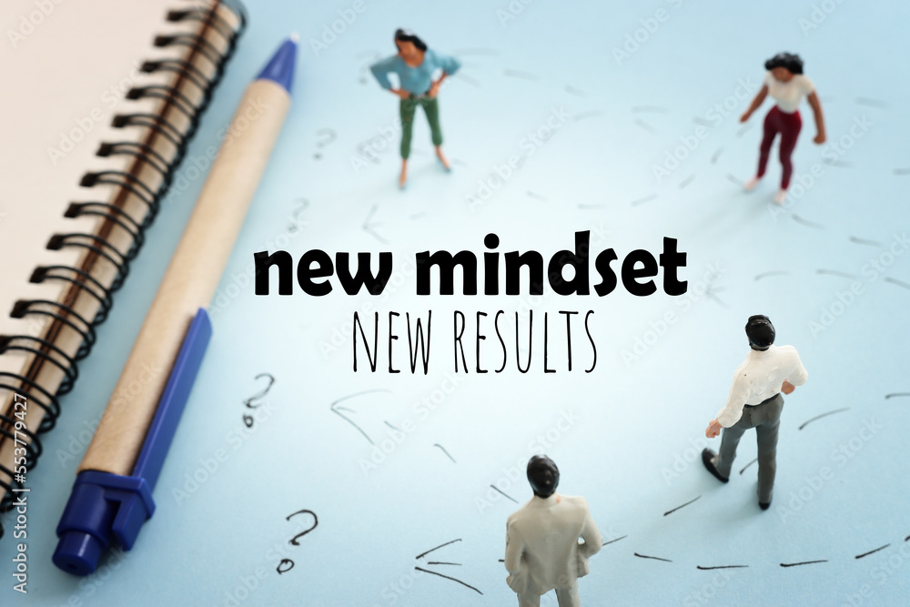 Poster concept image of new mindset new results. success and personal development idea