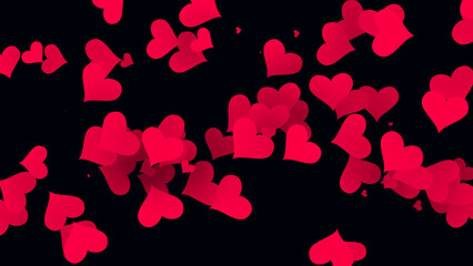 Abstract red hearts, flying. background High resolution 3D