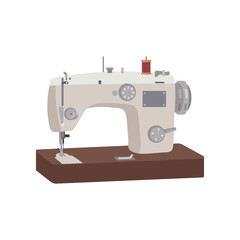 White retro sewing machine vector illustration art