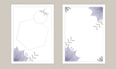 watercolor purple wedding invitation vector set