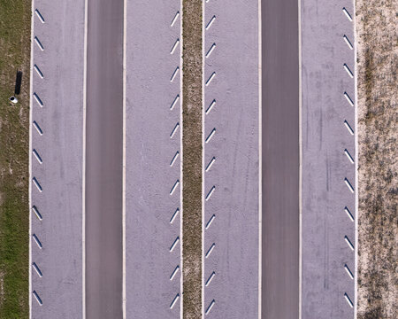 Drone View Parallel Lines Parking Lot