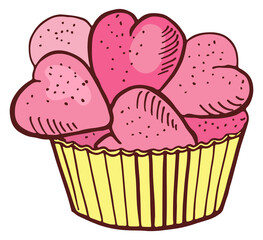 Heart shape candies doodle. Wedding romantic dessert