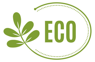 Eco emblem with green leaf. Planet friendly product