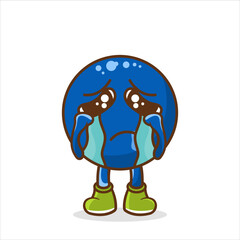 Cute sad and crying blueberry character. Cartoon Crying Blueberry Character