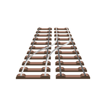 Railway shunt vector illustration. Perspective view of railroad for maps isolated on white background. Transport, transportation concept.