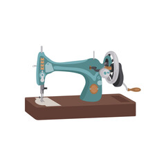 Antique sewing machine. Vector illustration art cartoon 