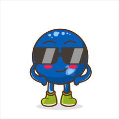 Fototapeta premium blueberry cartoon mascot character wearing black glasses