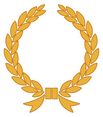 Laurel wreath emblem. Golden vintage honor badge