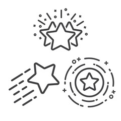 Three stars symbol for good quality and best rating. Fireworks and illuminated for birthday and new year.