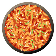 Kimchi stew dish. Spicy asian food plate