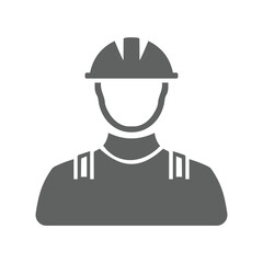 Engineer, worker, architect, builder, avatar icon. Gray vector graphics.
