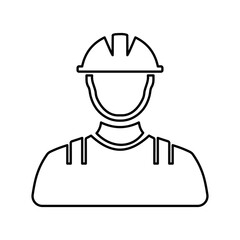 Engineer, worker, architect, builder, avatar outline icon. Line art vector.