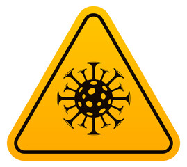 Virus danger sign. Epidemic warning yellow triangle