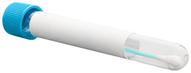 Tube containing a swab sample that has tested on COVID