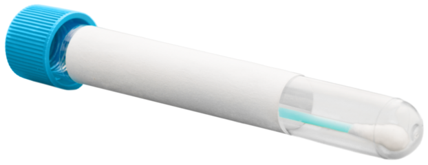 Tube containing a swab sample that has tested on COVID