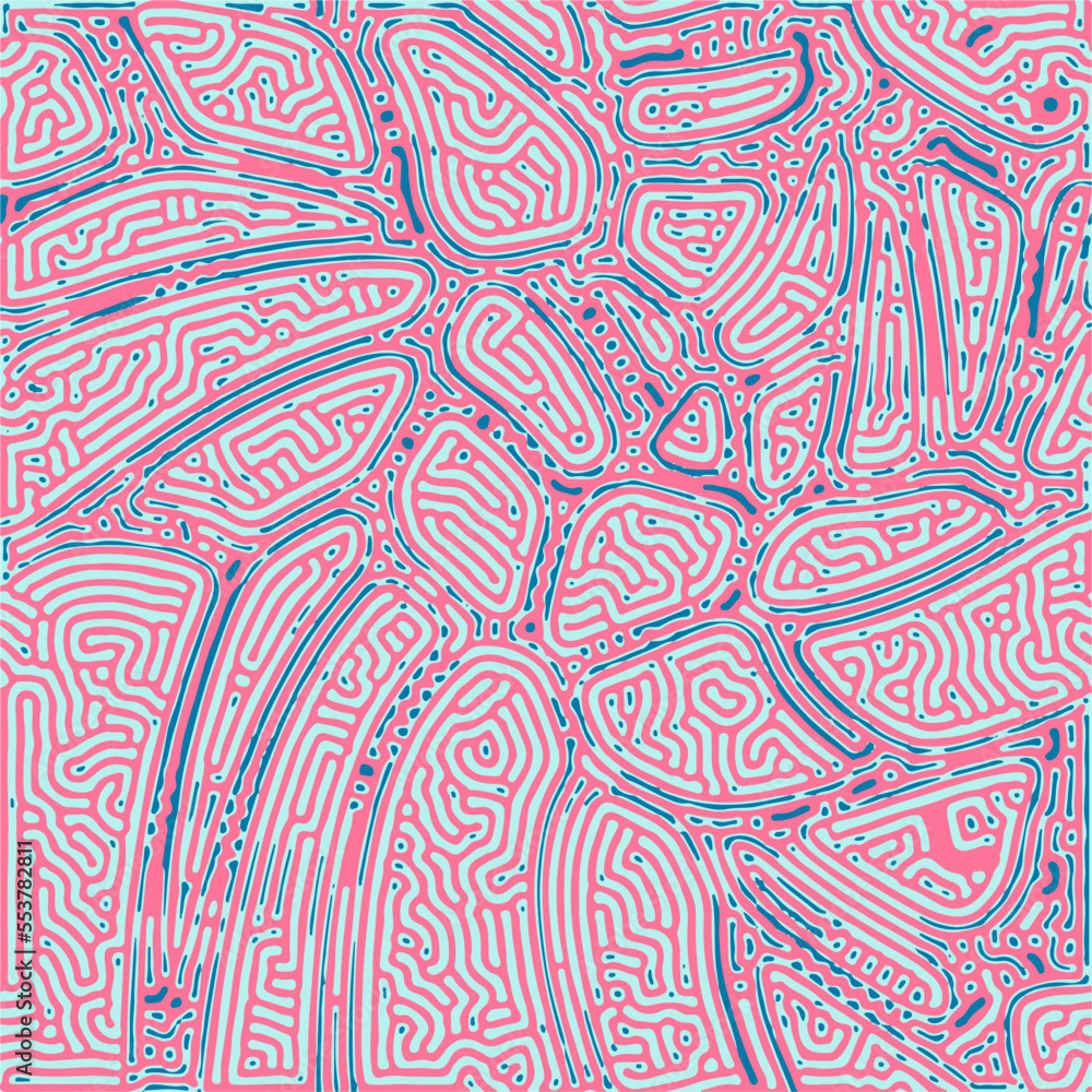 Poster Psychedelic vivid abstract background with a pattern of curved lines.